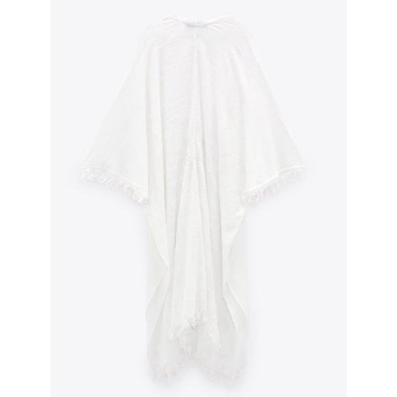 Zara White Fringed Kimono Size Medium - Picture 9 of 13